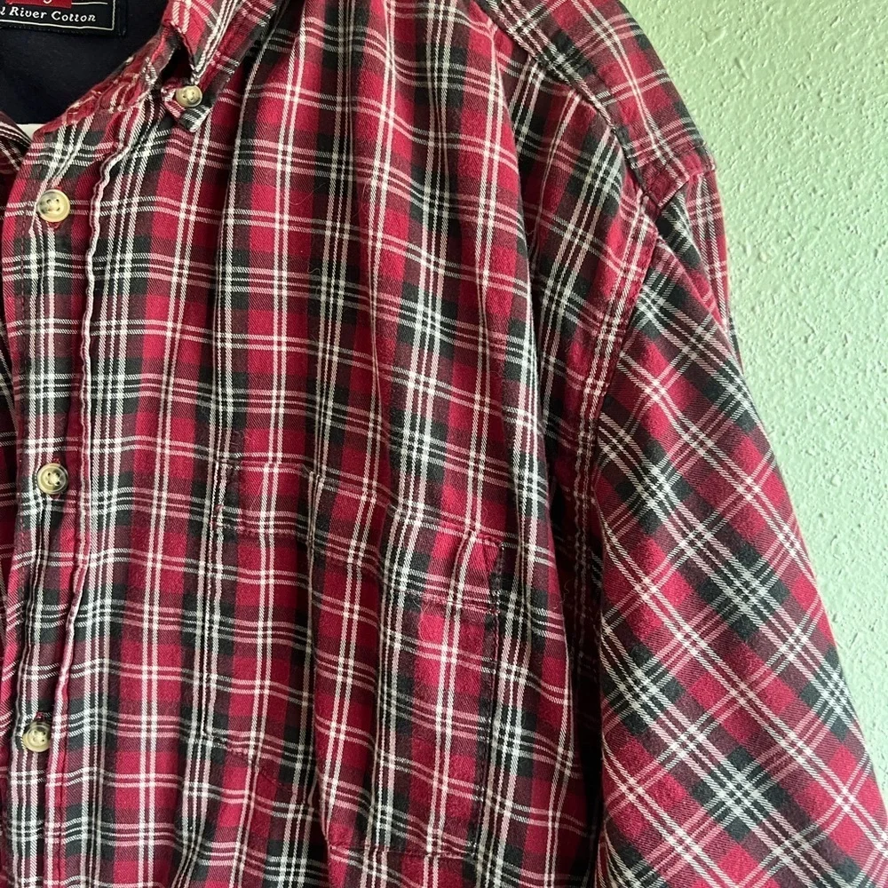 Wrangler Cool River Cotton Classic Red Plaid Men's Shirt - Picture 5 of 5